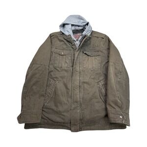Levi's Field Jacket Mens XXL Brown Sherpa Lined Hooded Canvas Military‎ Utility